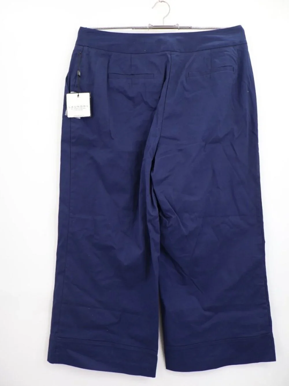 Laundry By Shelli Segal Womens Navy Solid Twill Wide Leg Crop Pants Stretch 12